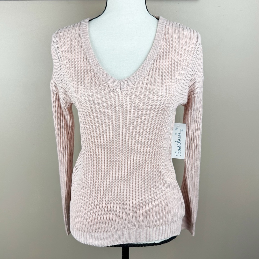 Cloud Chaser Women's Soft Pink V-Neck Sweater Size Small